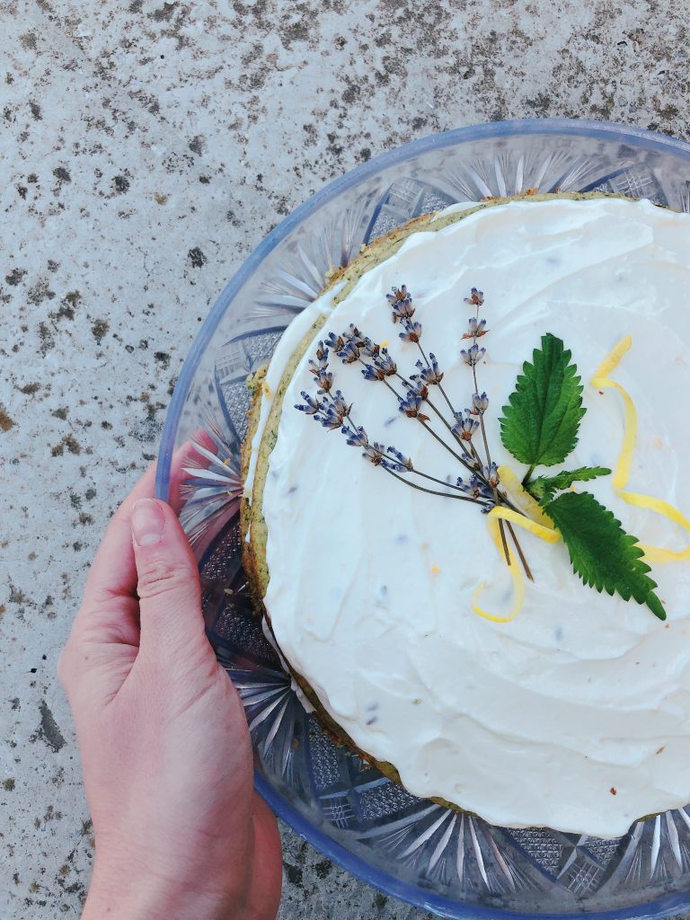 nettle, lemon and lavender cake